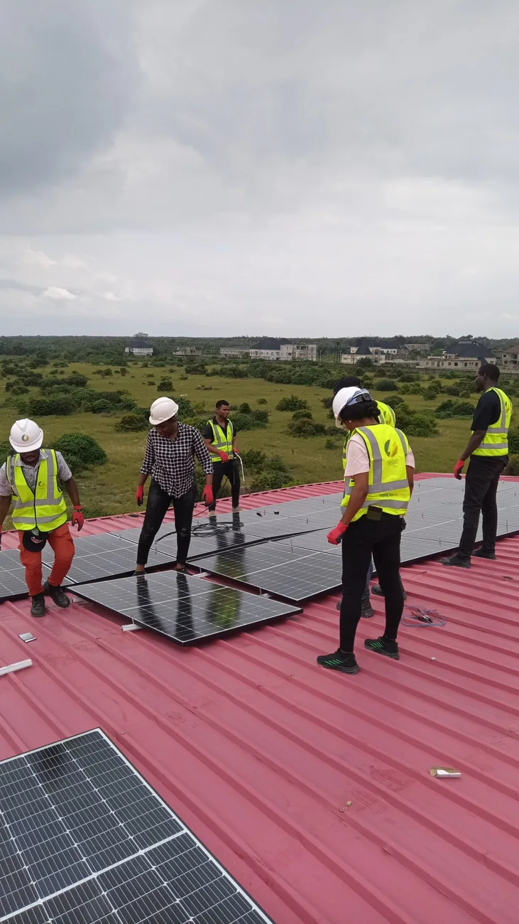 Solar installation team at work